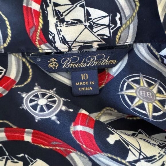 Brooks Brothers silk nautical ship neck tie long sleeve blouse 10 - Picture 8 of 9